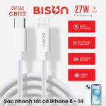 Cáp sạc Bison bọc dù 27W, USB-C to Lightning (C to L)