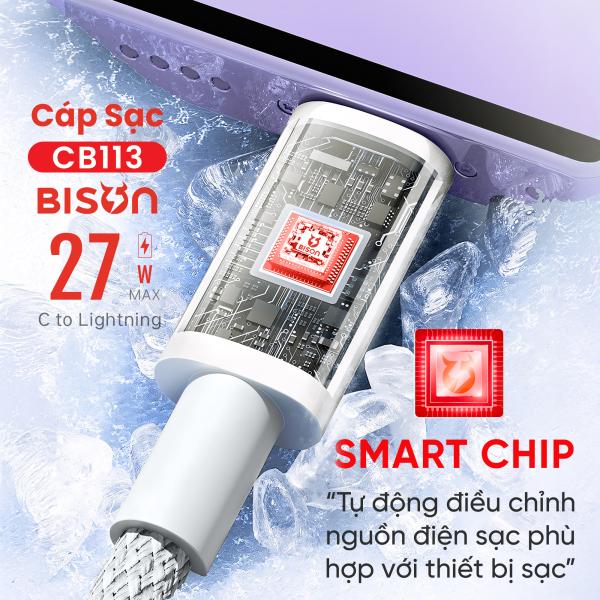 Cáp sạc Bison bọc dù 27W, USB-C to Lightning (C to L)