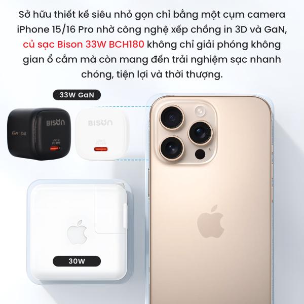 Củ sạc Bison 33w chân gập/củ 20w