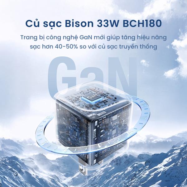 Củ sạc Bison 33w chân gập/củ 20w