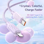Cáp sạc nhanh Mcdodo CA-3662 màu tím Type-C to Lightning 36W đầu trong suốt dài 1.2m