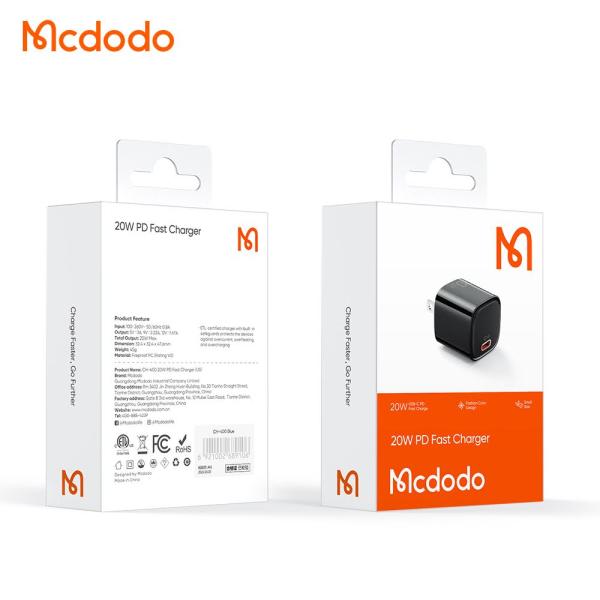 Bộ sạc nhanh Mcdodo CH-4001 Đen 20W 1 cổng USB-C PD